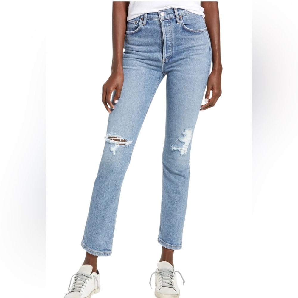 AGOLDE Riley High Rise Straight Leg Crop Jeans – Size 30